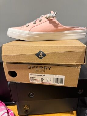 Sperry Pink Canvas Slip-On Mule with White Sole